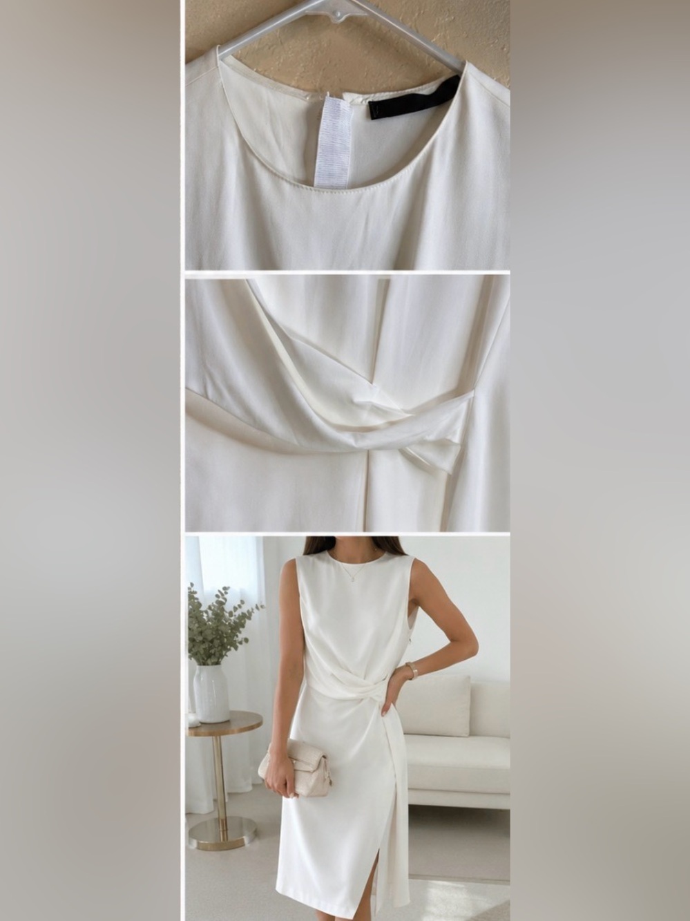 Zara Cream Sleeveless Draped Mini Dress
Size XS